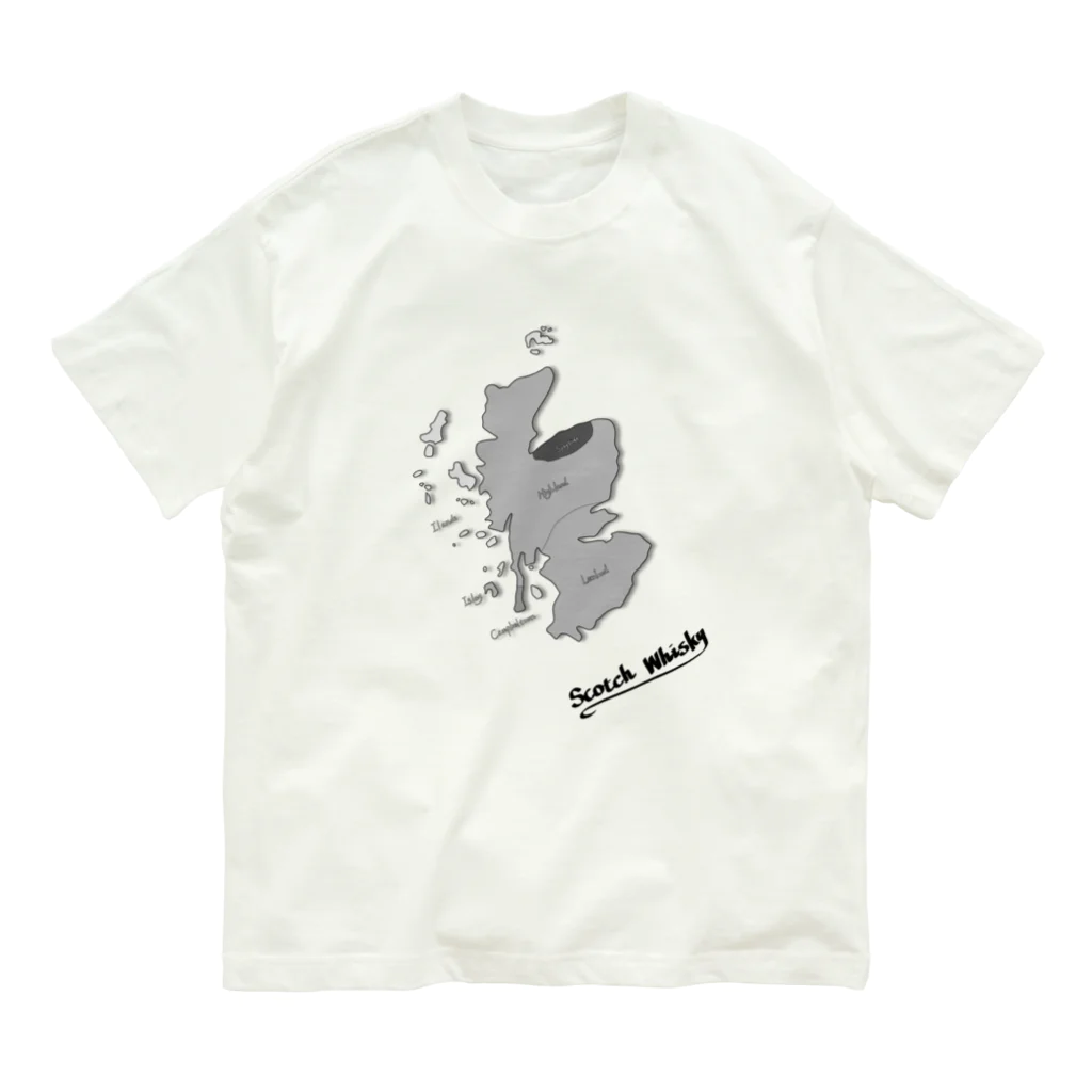 MedusasのScotch Whisky‘s  map (モノクロver) Organic Cotton T-Shirt