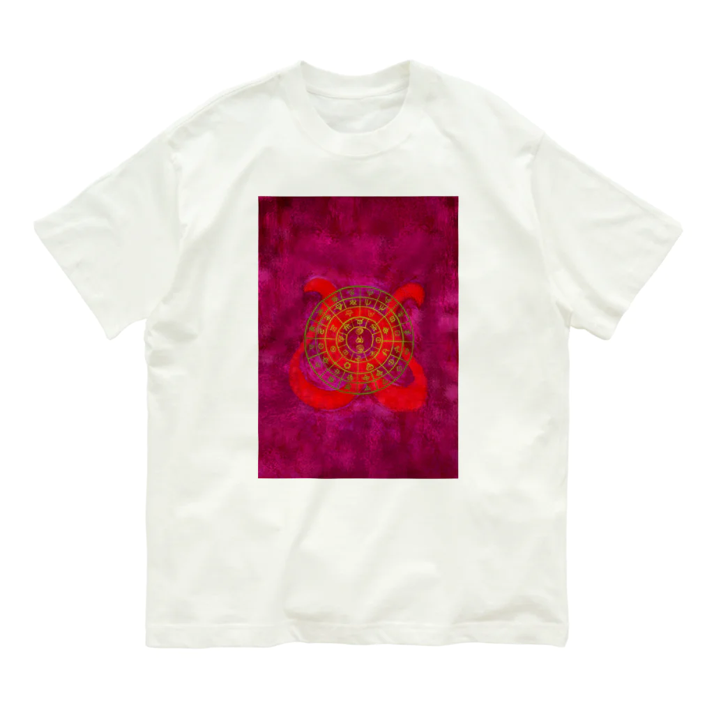 WAMI ARTのフトマニ赤金 オーガニックコットンTシャツ