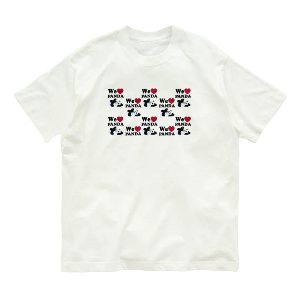 キッズモード某のwe love パンダ　総柄 オーガニックコットンTシャツ