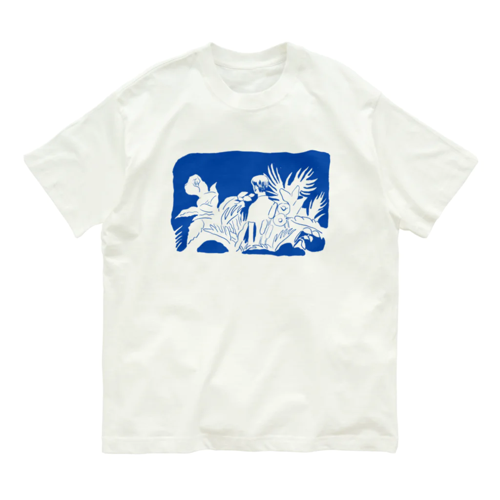 oyasmurのルル(blue) オーガニックコットンTシャツ