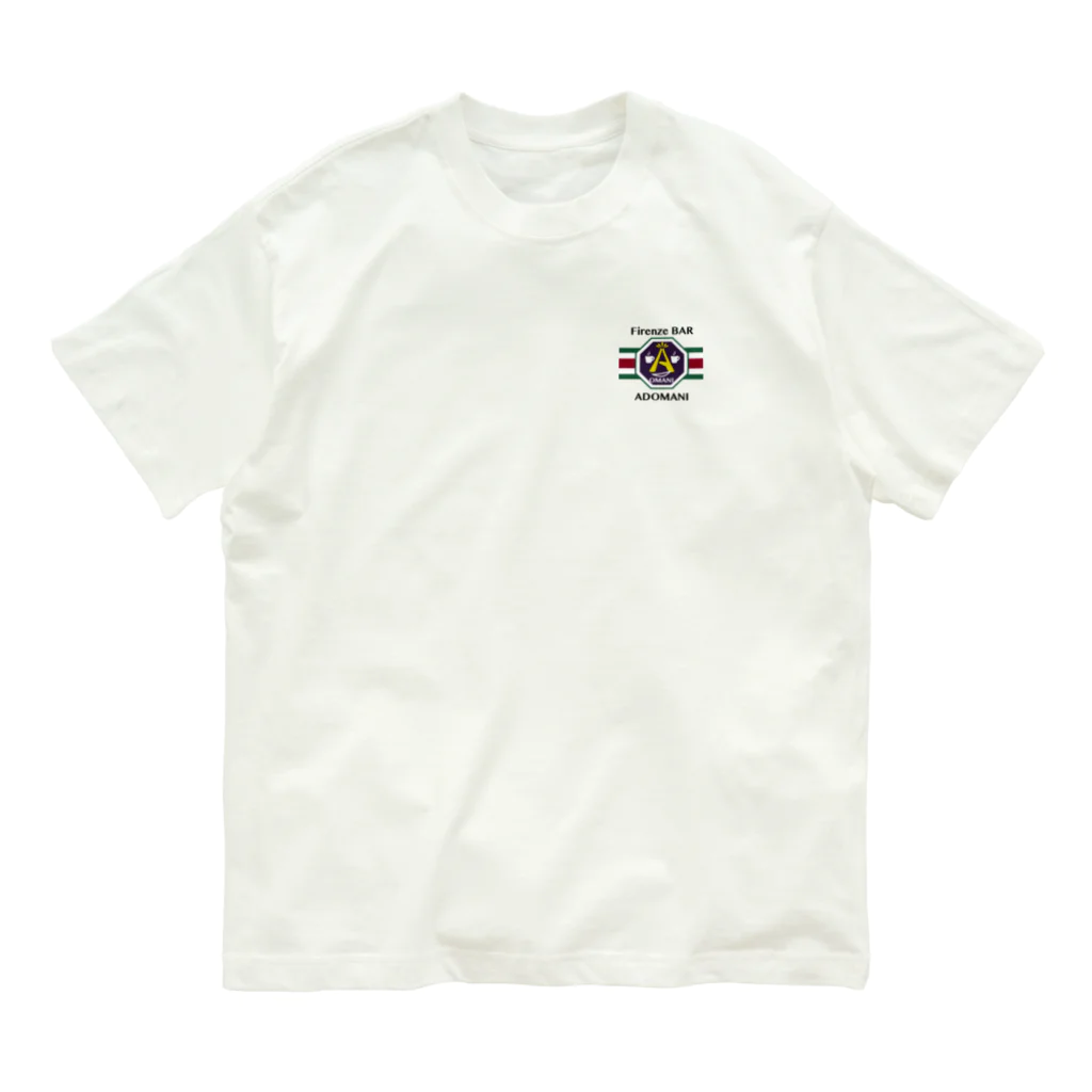 FirenzeBAR ADOMANIのADOMANI ロゴ　ライン付き オーガニックコットンTシャツ