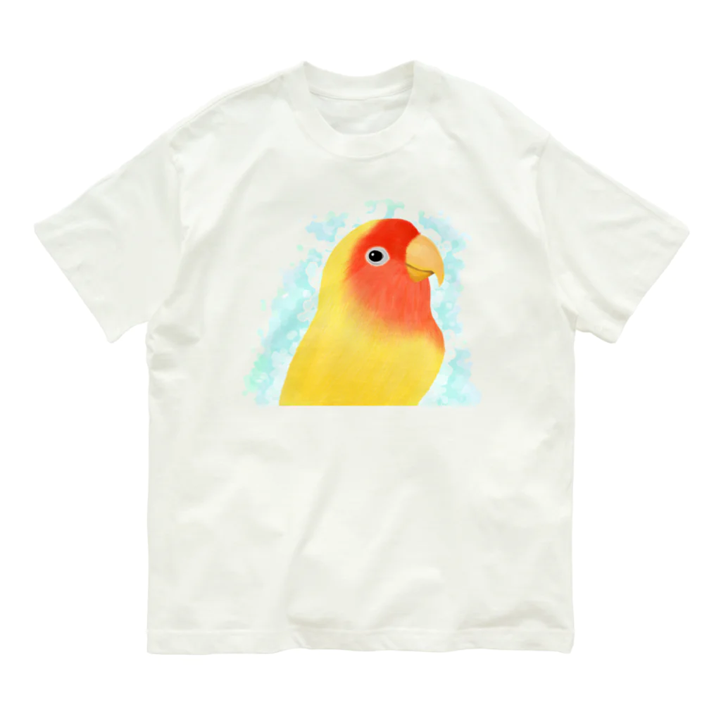 まめるりはことりのほんわかコザクラインコ　ルチノー【まめるりはことり】 オーガニックコットンTシャツ