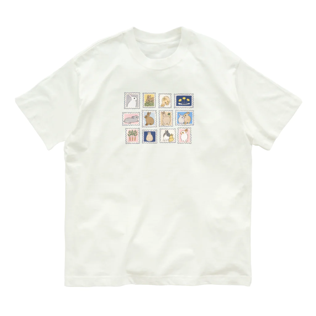 SCHINAKO'Sの切手風うさぎさん Organic Cotton T-Shirt
