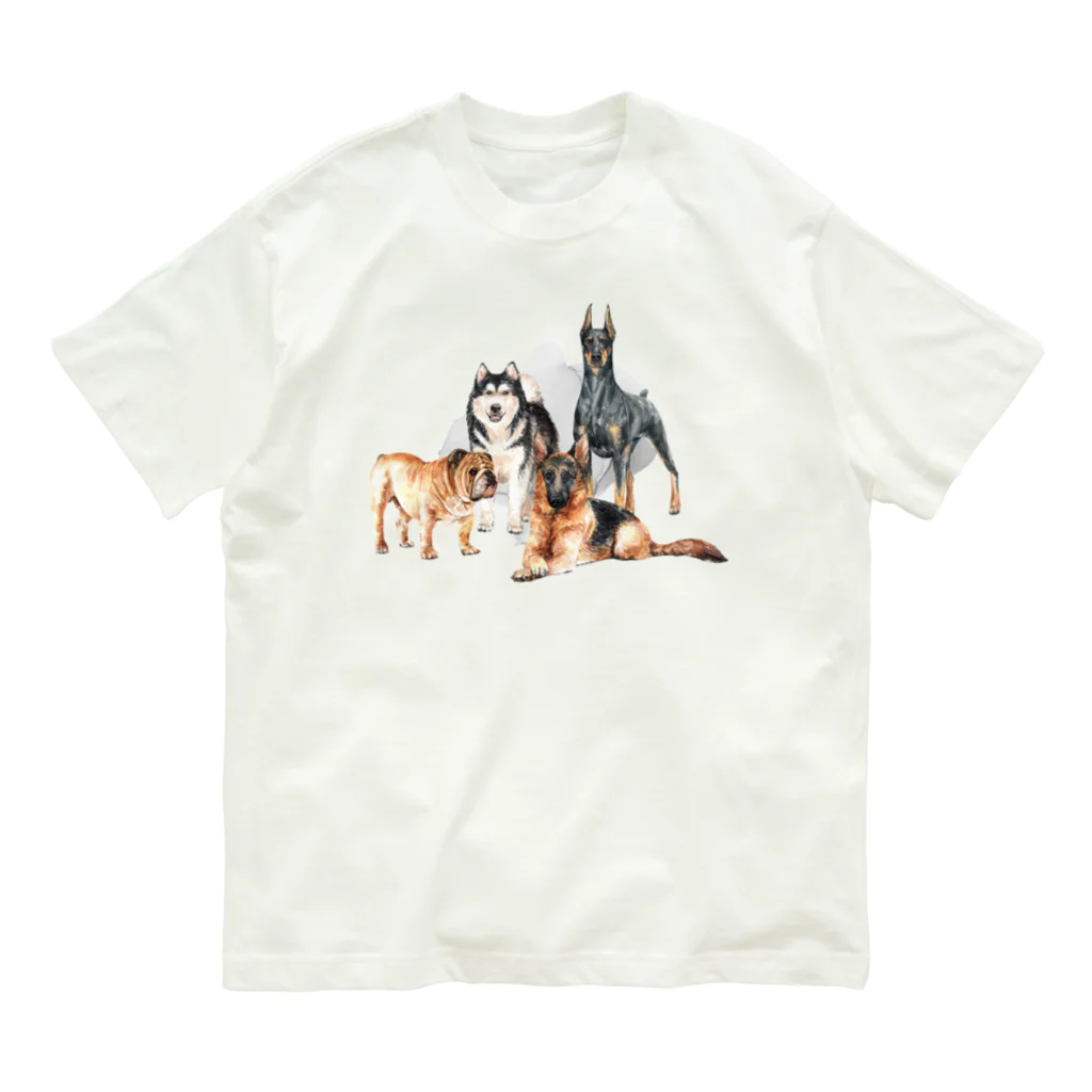 SANKAKU DESIGN STOREのちょっぴり強面の大きい犬たち。 オーガニックコットンTシャツ