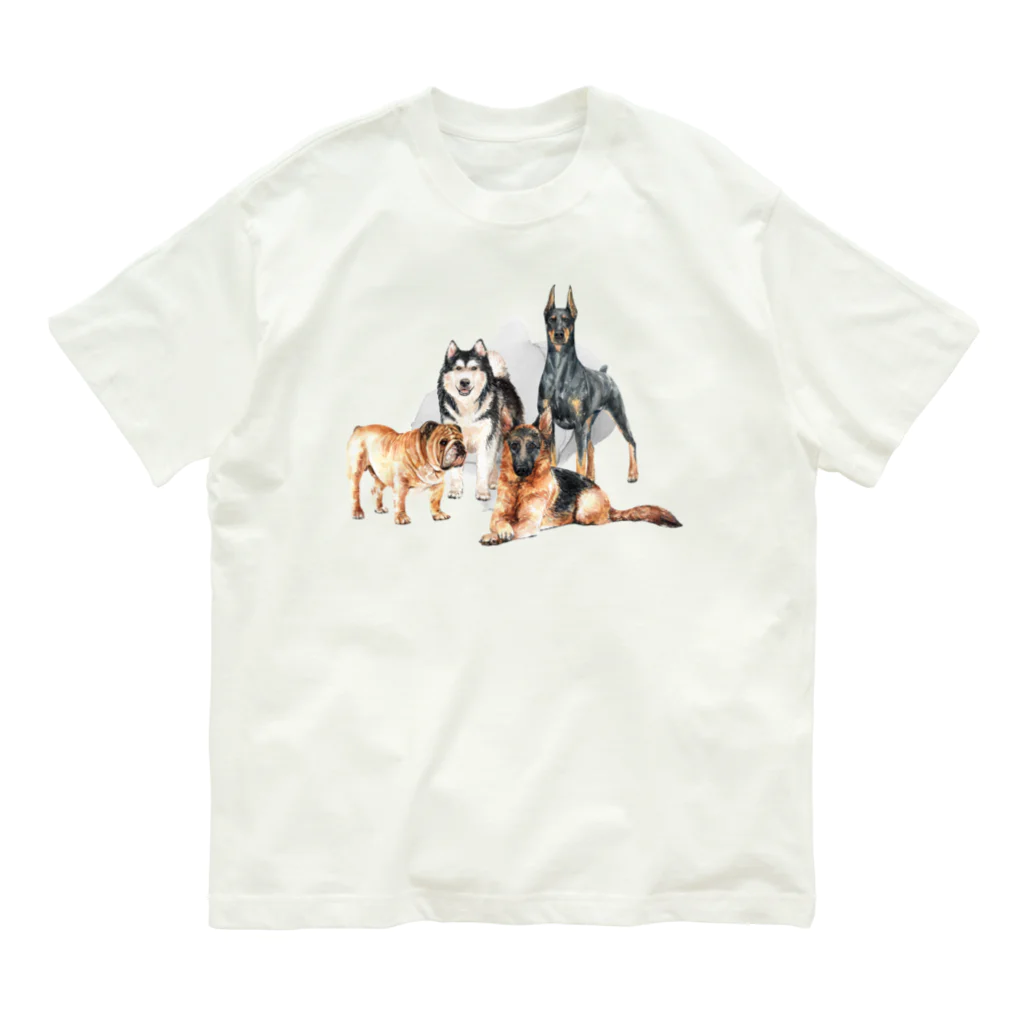 SANKAKU DESIGN STOREのちょっぴり強面の大きい犬たち。 Organic Cotton T-Shirt