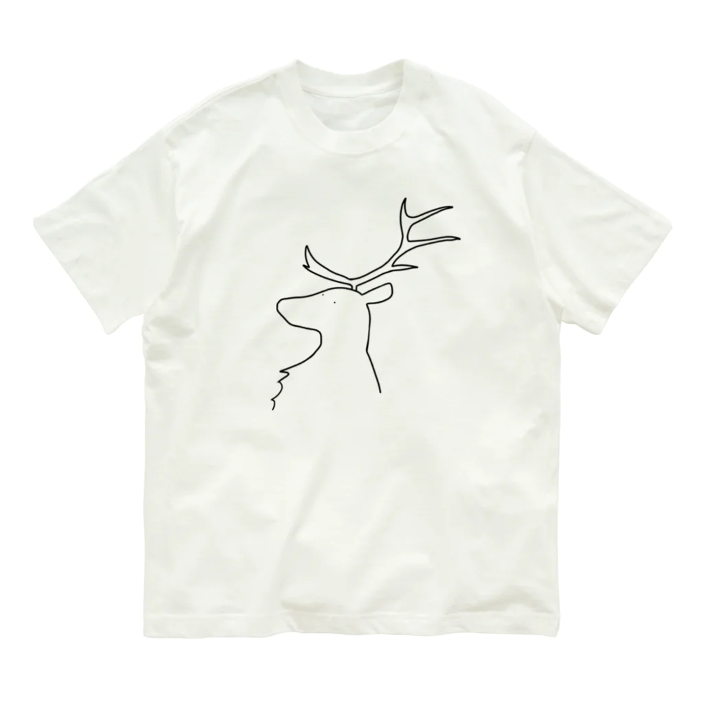 ゆるい動物のTシャツ屋さんのトナカイ  유기농 코튼 티셔츠