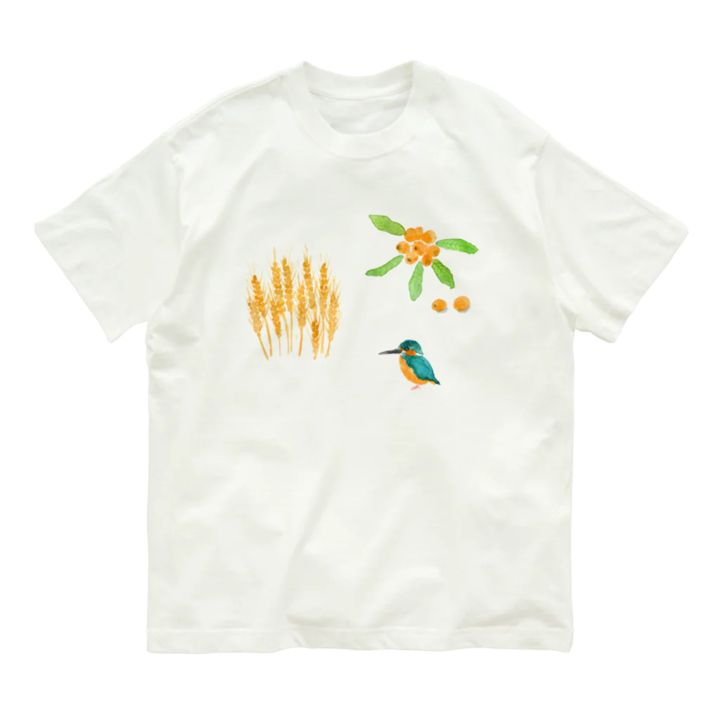 maitoの麦・枇杷・カワセミ Organic Cotton T-Shirt