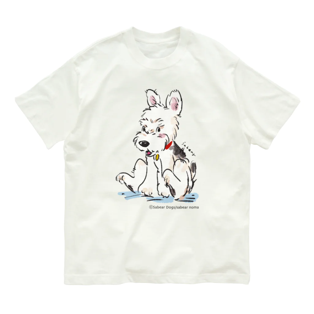 obosa_DENS/SABEAR_shop ＠SUZURIの立ち耳ワイヤーFOX_ウェア オーガニックコットンTシャツ