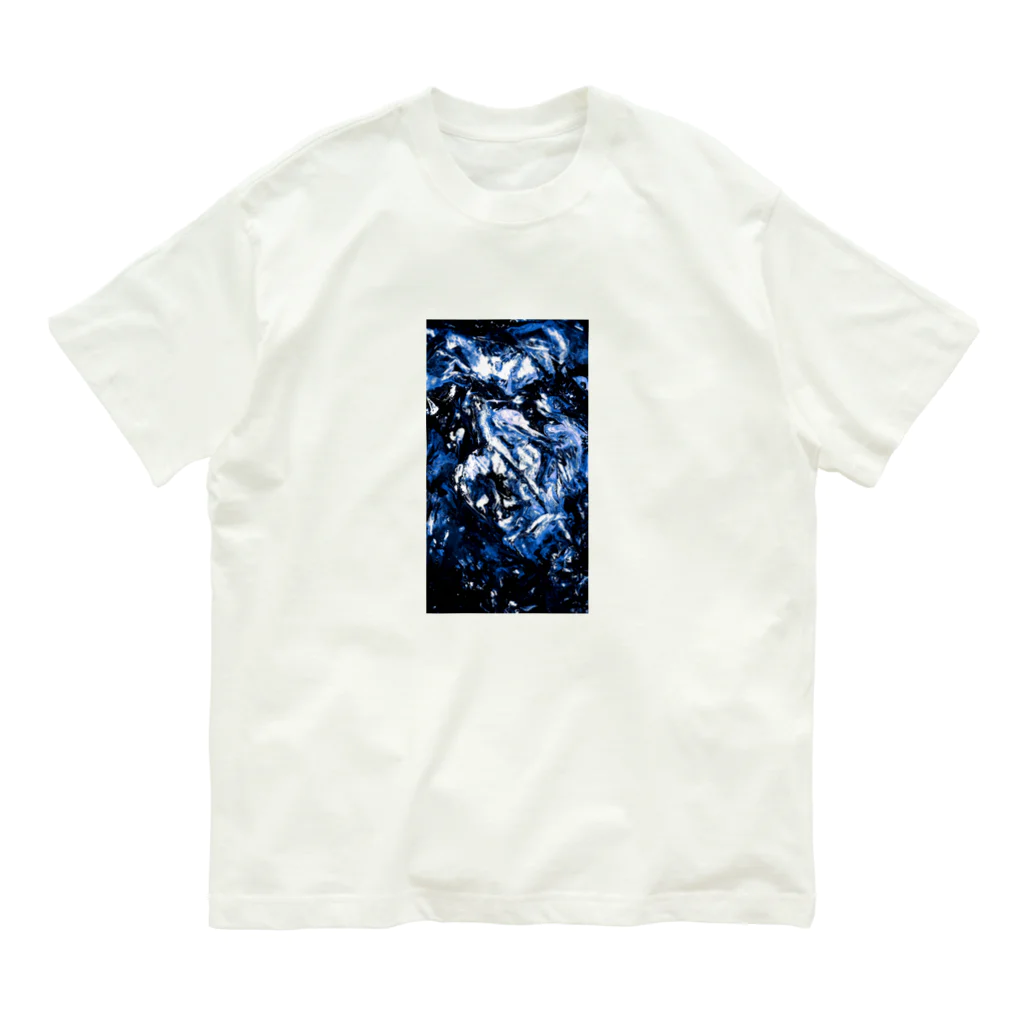 兎派のpaint_01_xx(blue) オーガニックコットンTシャツ