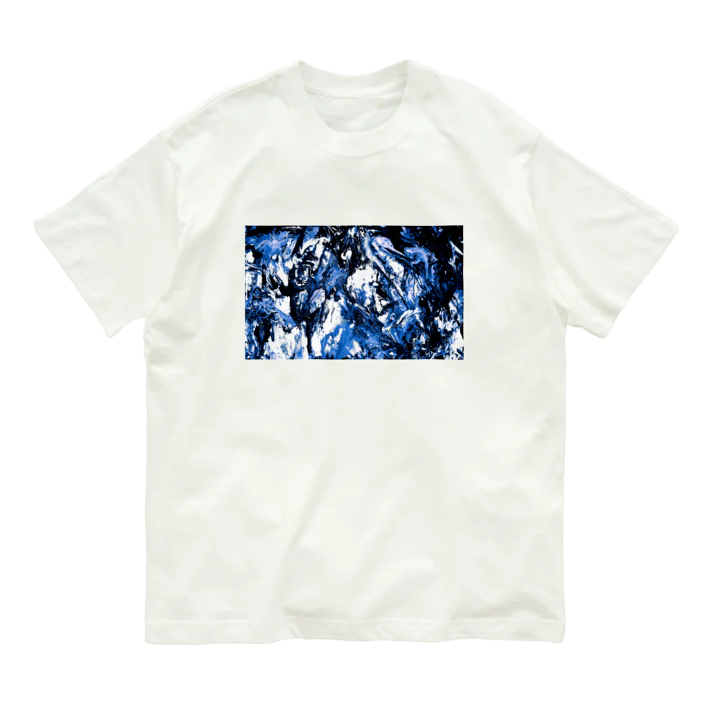 兎派のpaint_01_landscape(blue) オーガニックコットンTシャツ