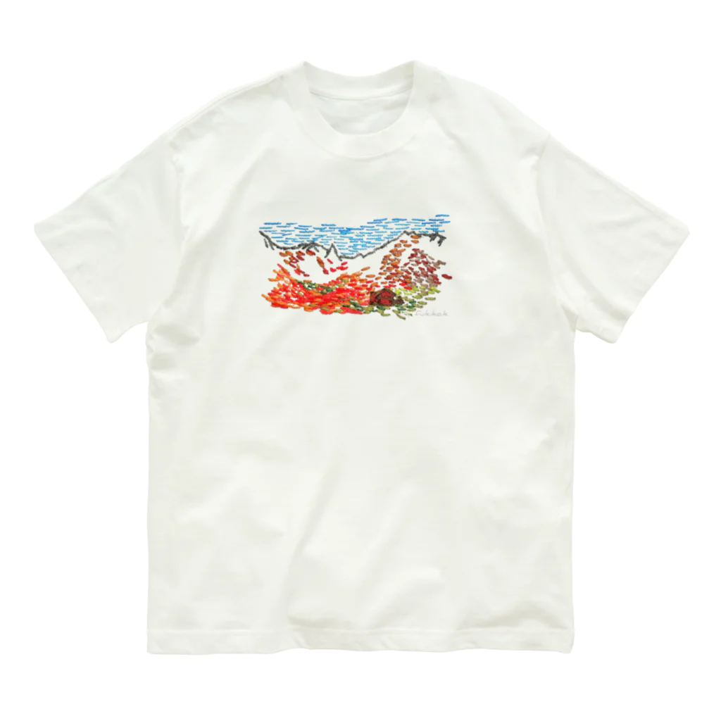 kazefukikoの紅葉の涸沢  オーガニックコットンTシャツ