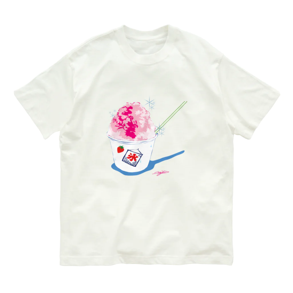 猫鳴きのかき氷（いちご） Organic Cotton T-Shirt