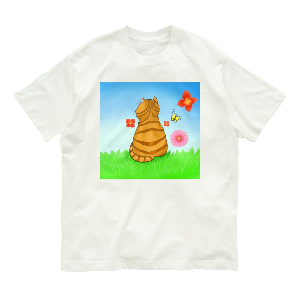 Lily bird（リリーバード）の野原のトラ猫さん Organic Cotton T-Shirt