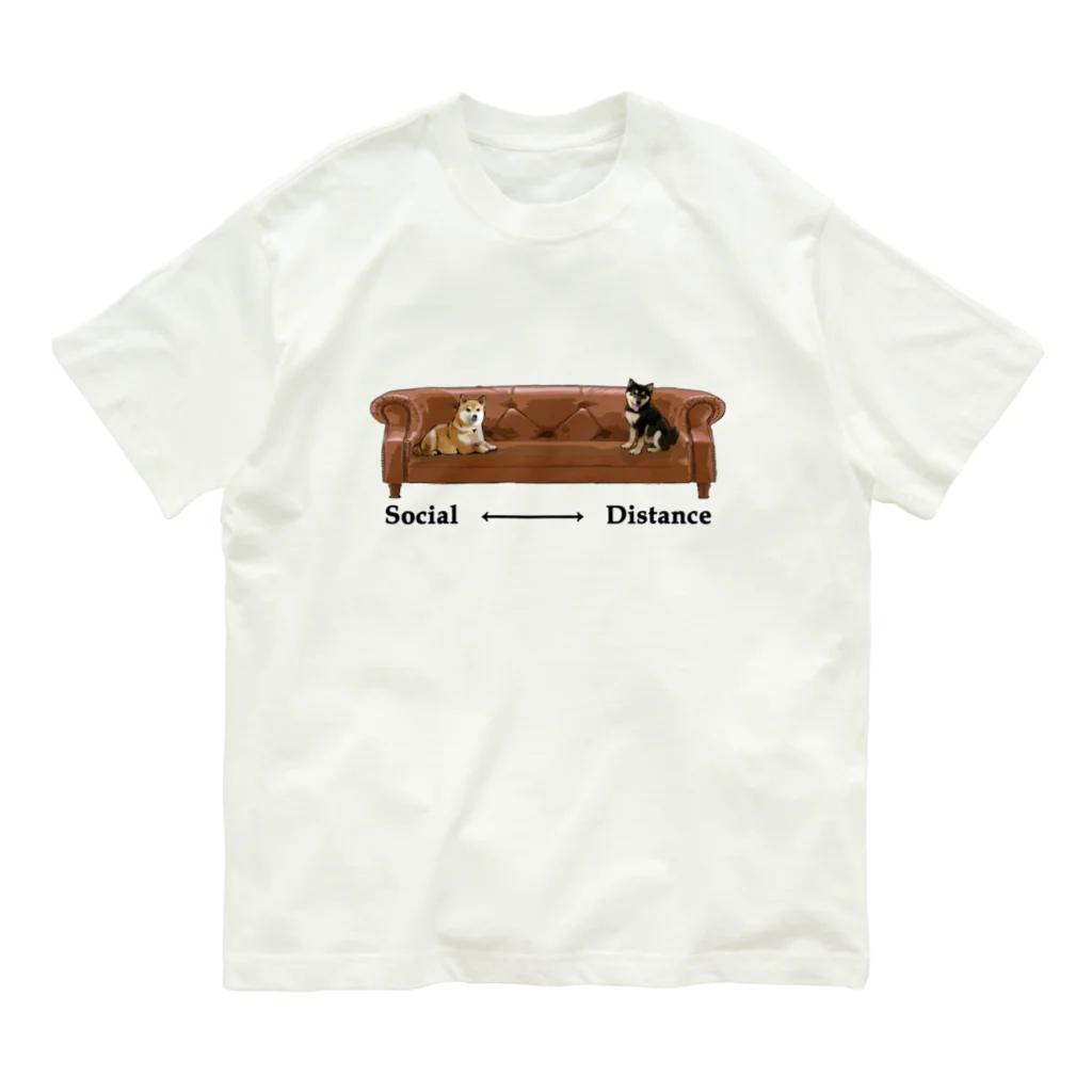 犬グッズの店しえるぶるーのソーシャルディスタンス　柴犬 Organic Cotton T-Shirt