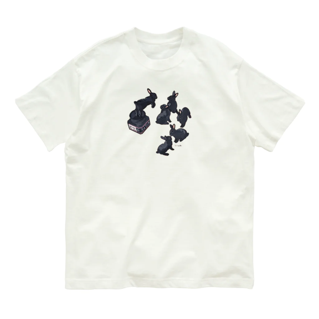 SCHINAKO'Sのとびだせ黒うさぎ オーガニックコットンTシャツ