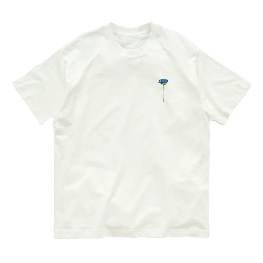 no more.のa rose(blue)_point Organic Cotton T-Shirt