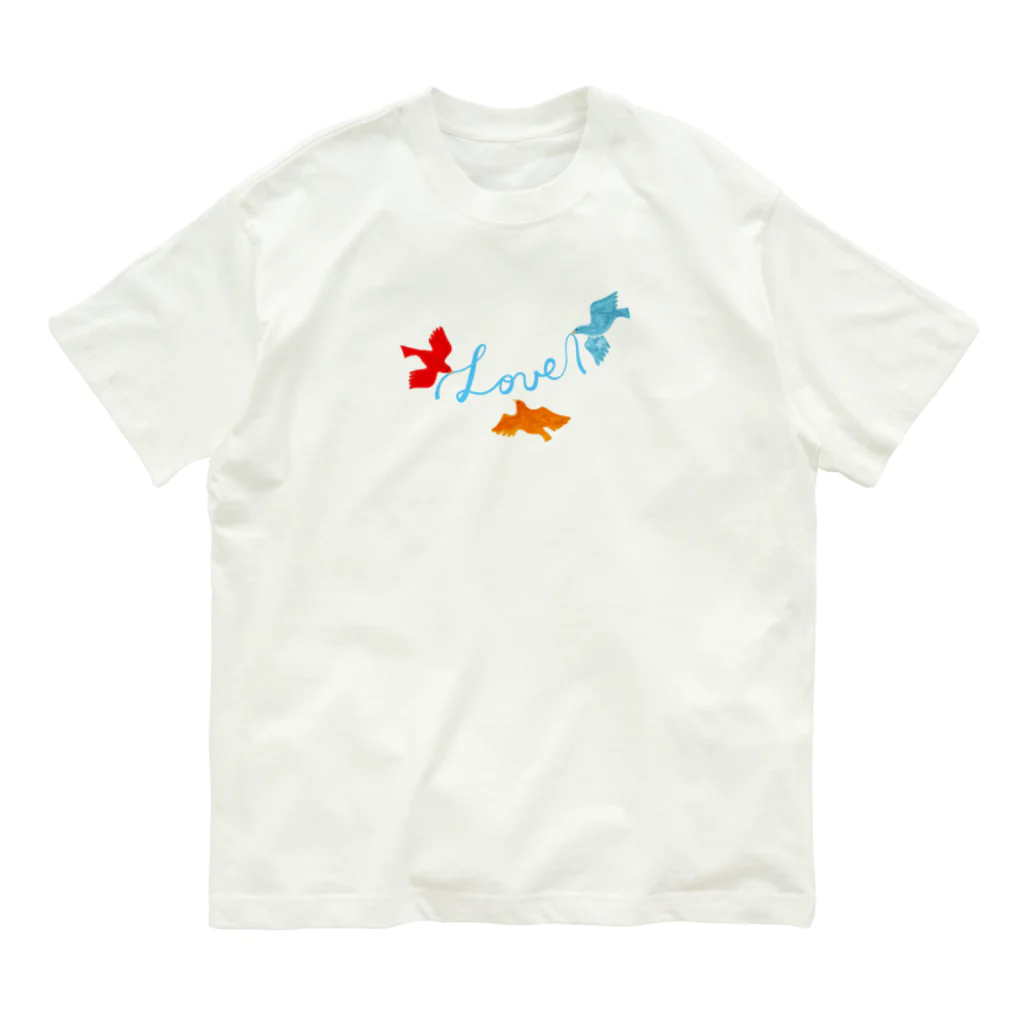 souzen のLOVE bird オーガニックコットンTシャツ