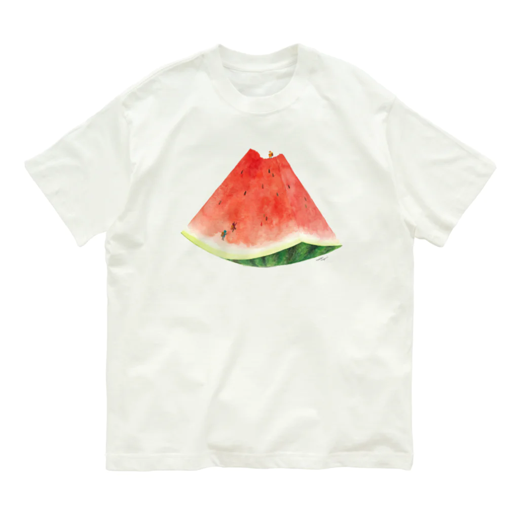 isshiki mayumiのスイカ登山Tシャツ オーガニックコットンTシャツ