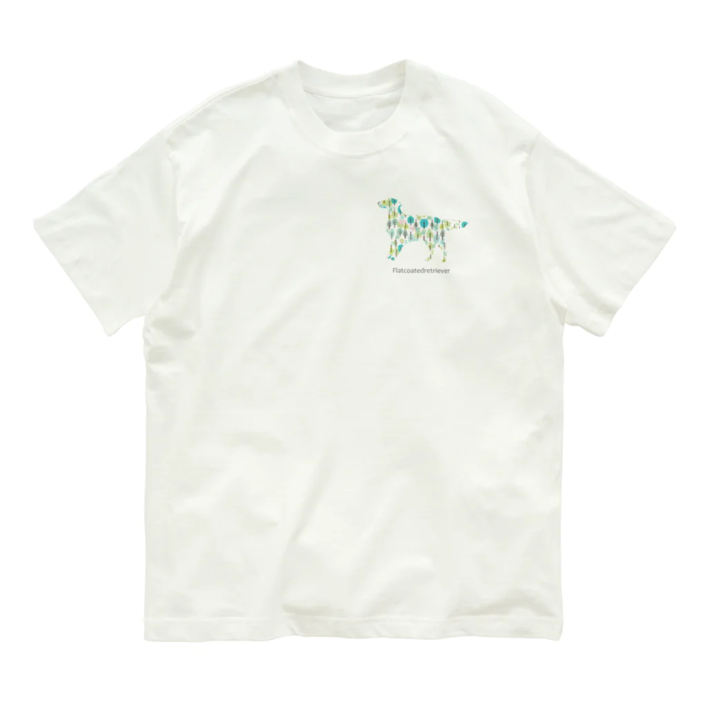AtelierBoopの森　フラットコーテッドレトリバー オーガニックコットンTシャツ
