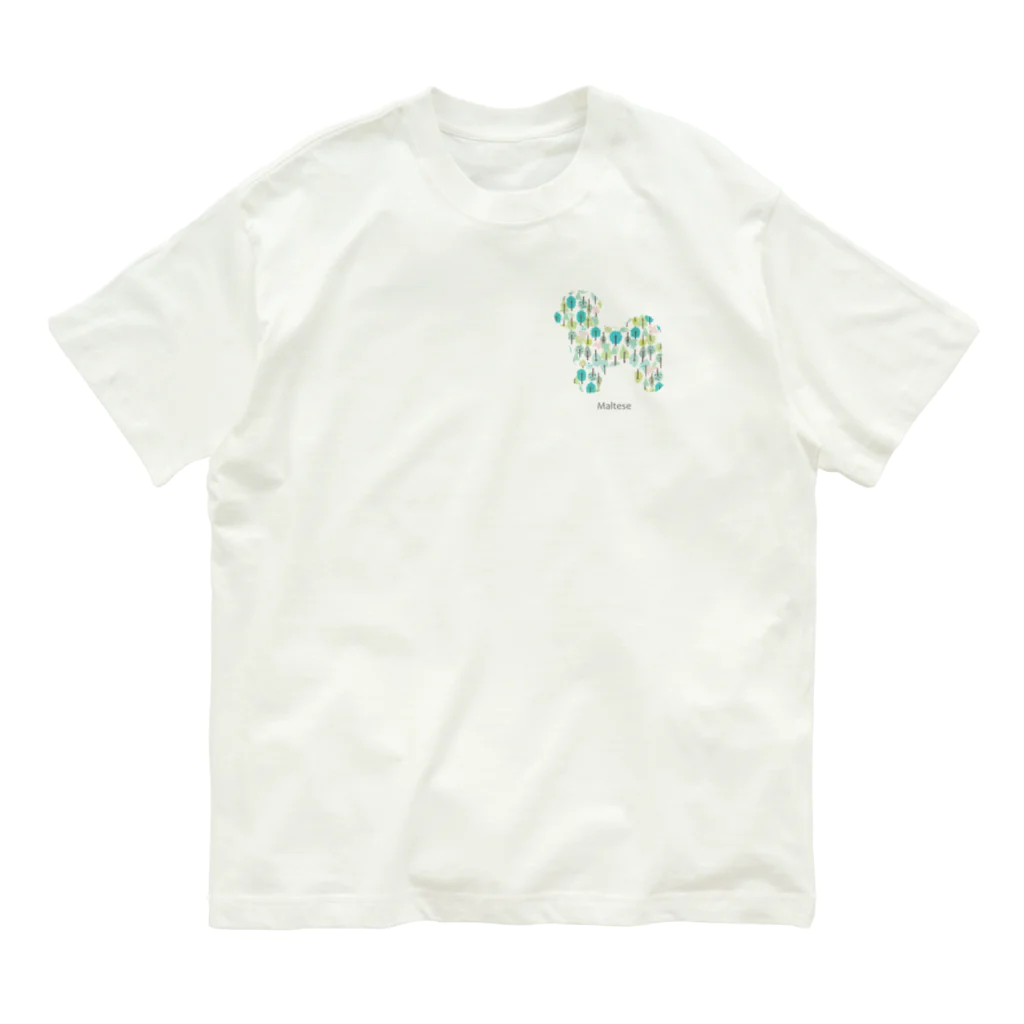 AtelierBoopの森 マルチーズ オーガニックコットンTシャツ