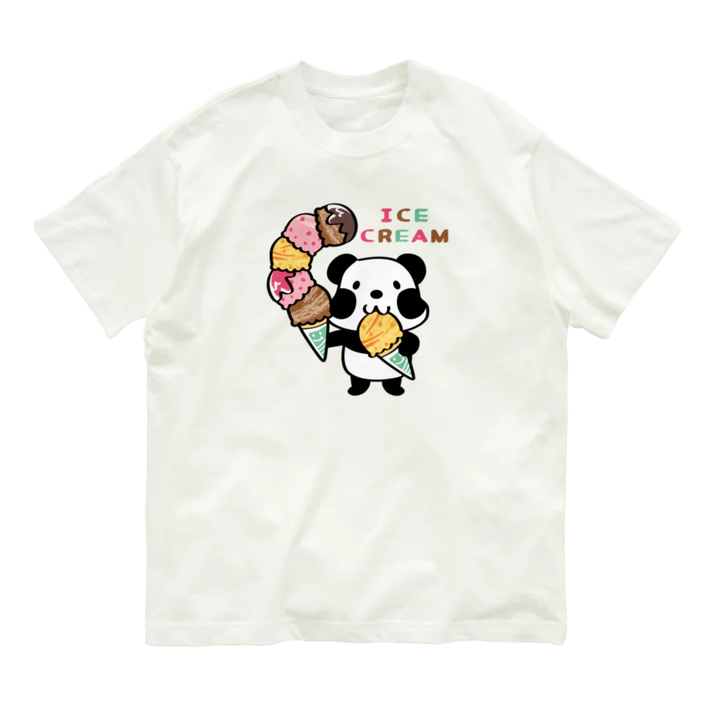 イラスト MONYAAT のCT54ズレぱんだちゃん　アイスを食べよう_bs オーガニックコットンTシャツ