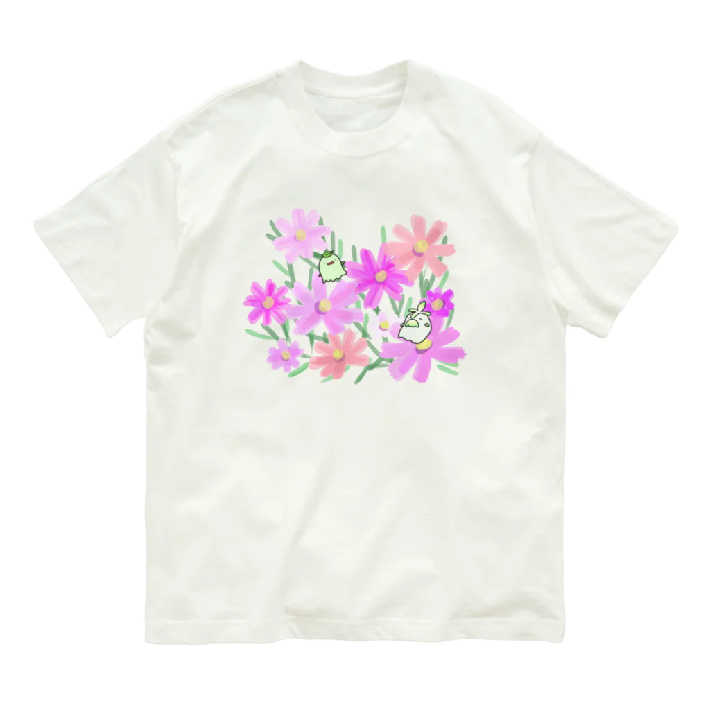 まいにち大変だけどほのぼのって大事の長老と秋桜 Organic Cotton T-Shirt