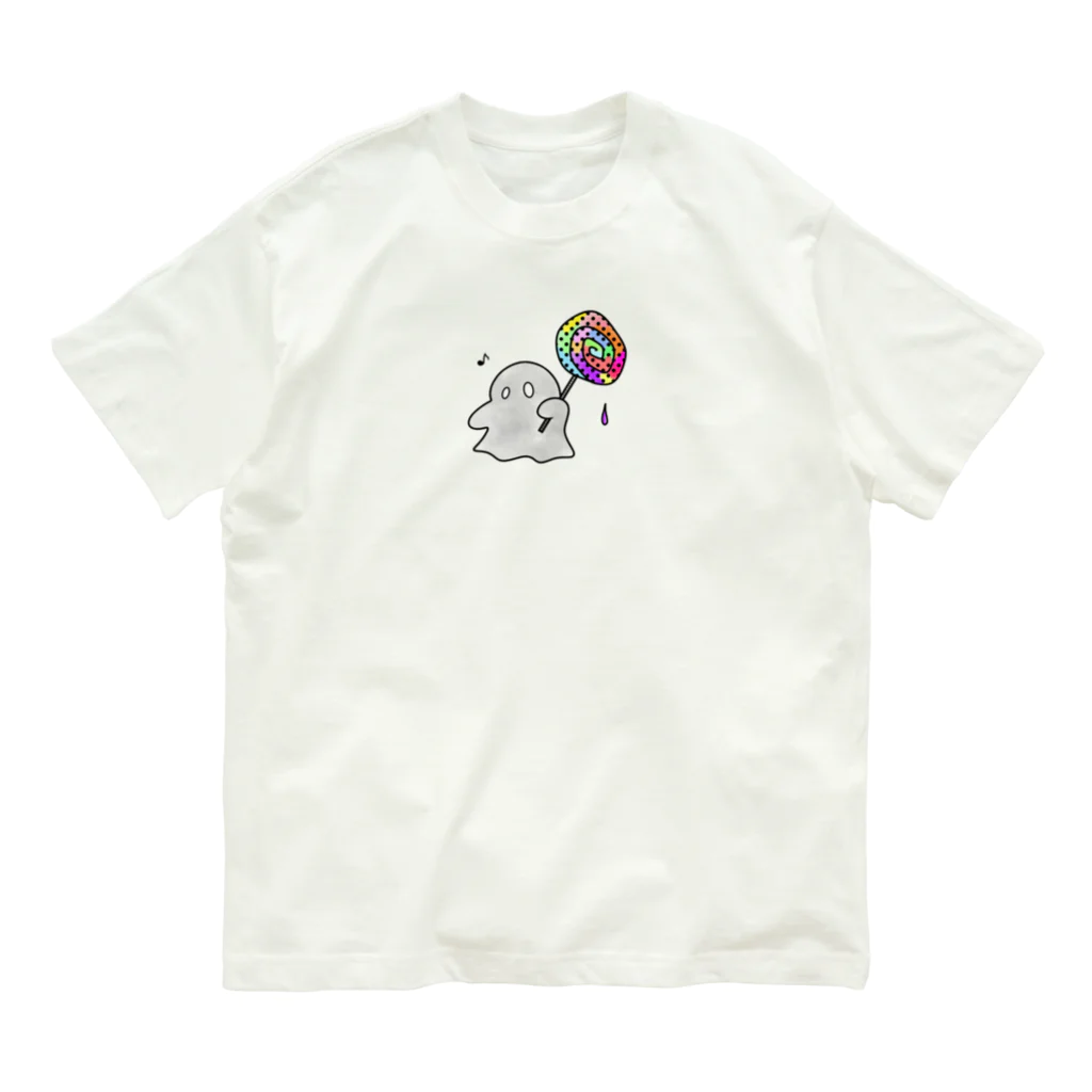 ナオ / CandyLip店のキャンディもらった幽霊さん オーガニックコットンTシャツ