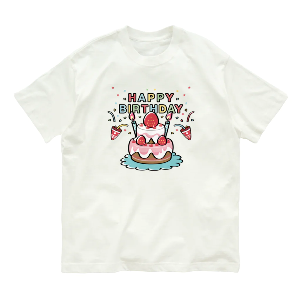 イラスト MONYAAT のCT61HAPPY BRITHDAY  Organic Cotton T-Shirt