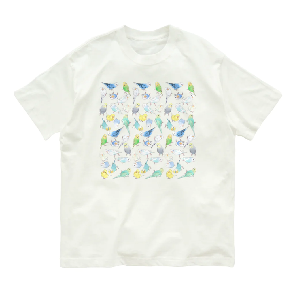 まめるりはことりのたくさんセキセイインコちゃん【まめるりはことり】 Organic Cotton T-Shirt