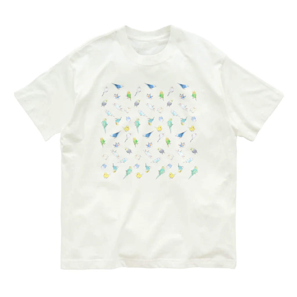 まめるりはことりのいっぱいセキセイインコちゃん【まめるりはことり】 Organic Cotton T-Shirt