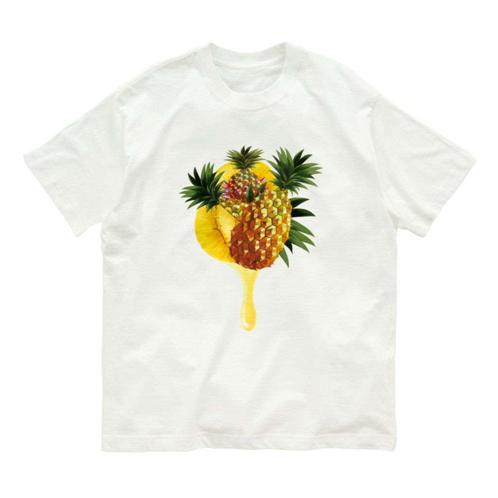 カワウソとフルーツの【forseasons】パイナップル Organic Cotton T-Shirt