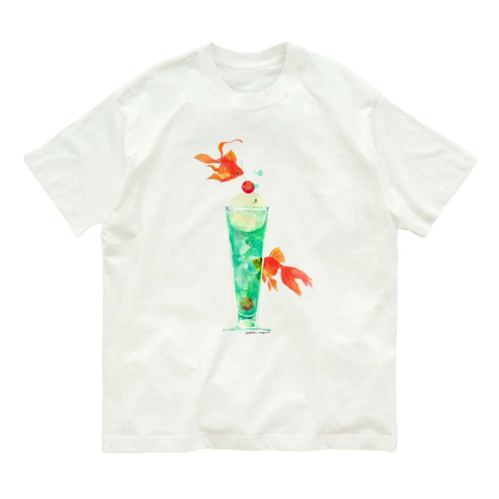 isshiki mayumiの金魚とソーダが夢の泡 オーガニックコットンTシャツ