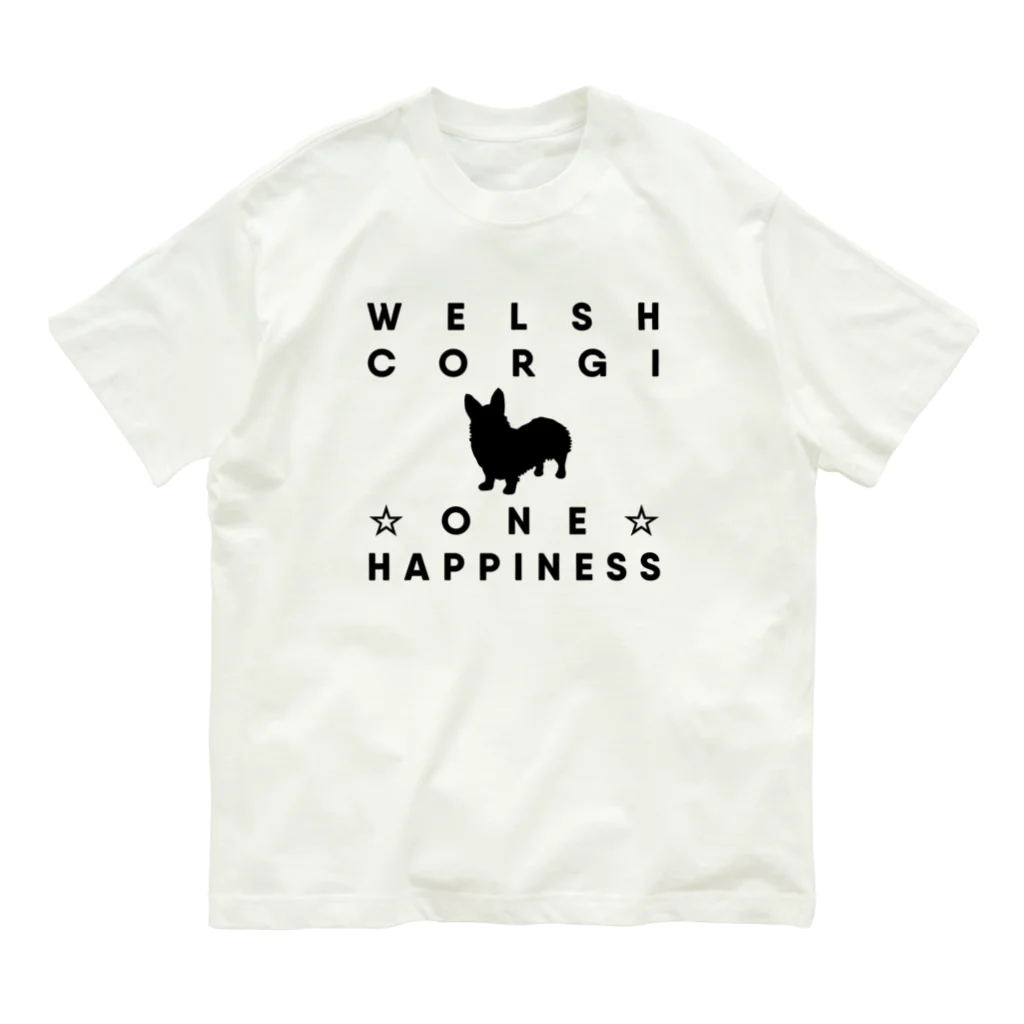 onehappinessのコーギー オーガニックコットンTシャツ