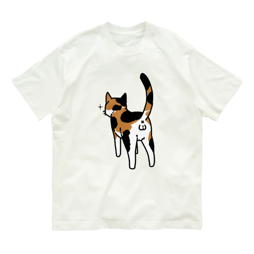 Riotoのねこけつω（三毛猫） オーガニックコットンTシャツ