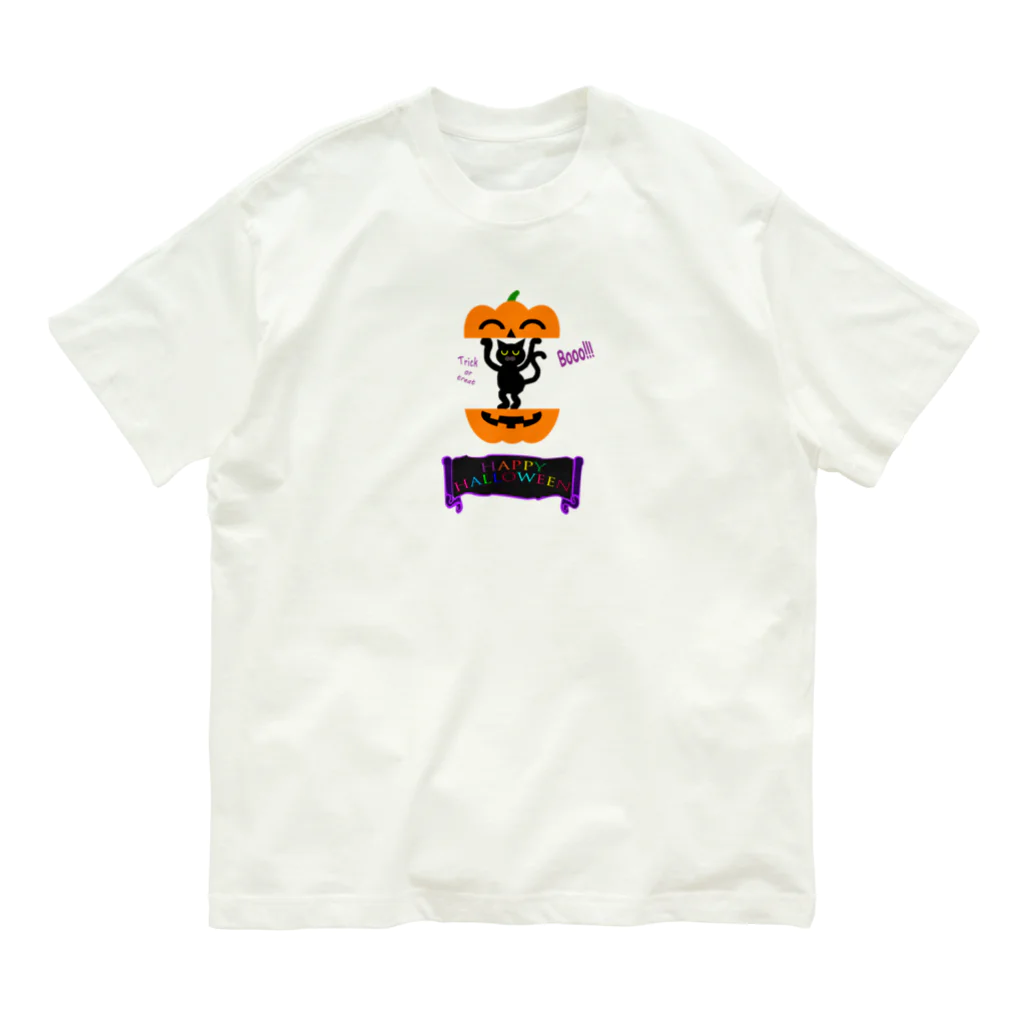 Yokokkoの店のかぼちゃねこ🎃2020 オーガニックコットンTシャツ