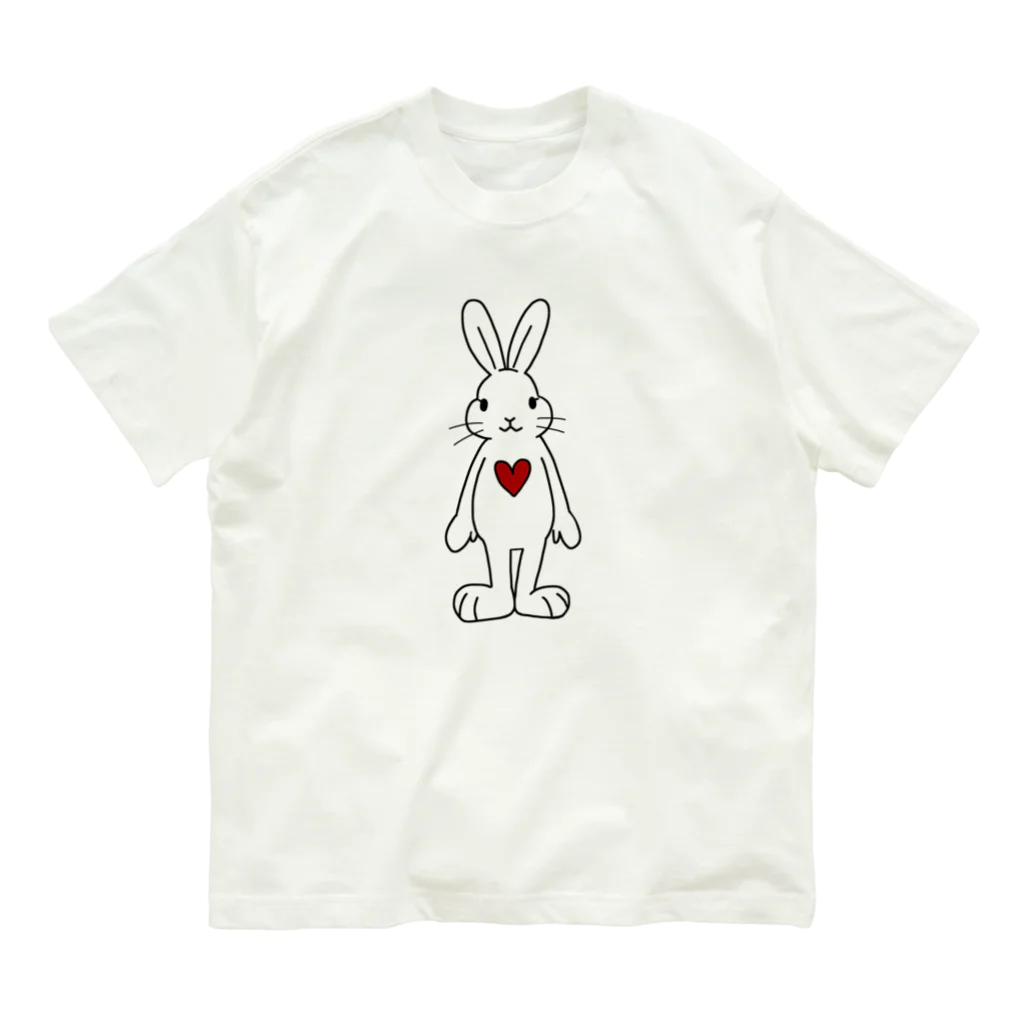 Mock’n Rollの熱いハートを胸に宿したうさぎちゃん Organic Cotton T-Shirt