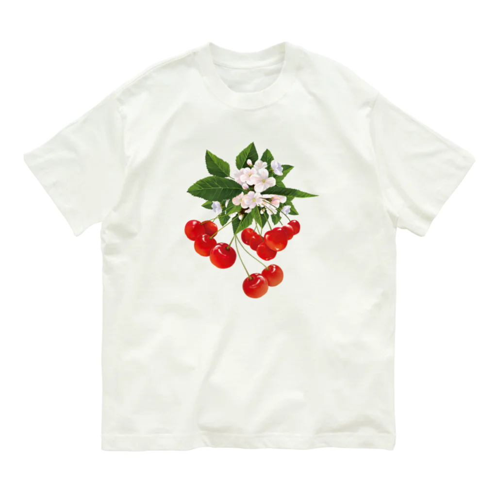 カワウソとフルーツの【forseasons】チェリー Organic Cotton T-Shirt