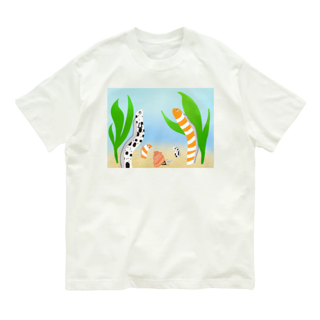 Lily bird（リリーバード）のニシキ・チンアナゴの中に迷いこんだ忍者スリスリくん オーガニックコットンTシャツ