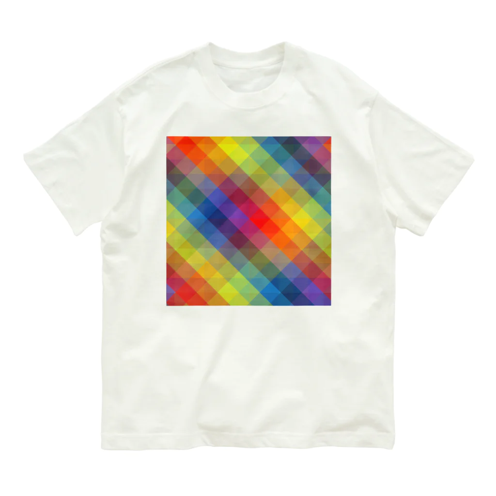 綺麗何学模様の虹×虹 オーガニックコットンTシャツ