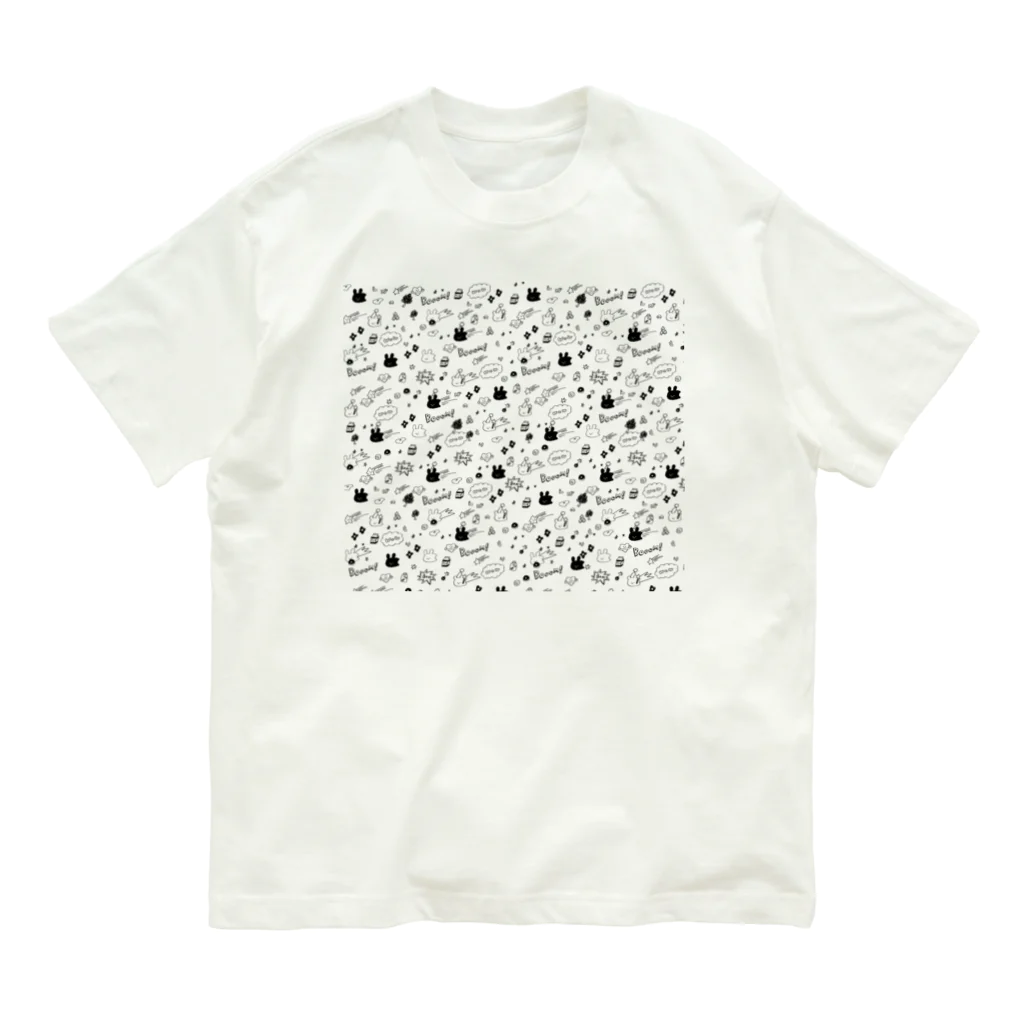 んぱのもりのぷにアメコミ柄ホワイト Organic Cotton T-Shirt