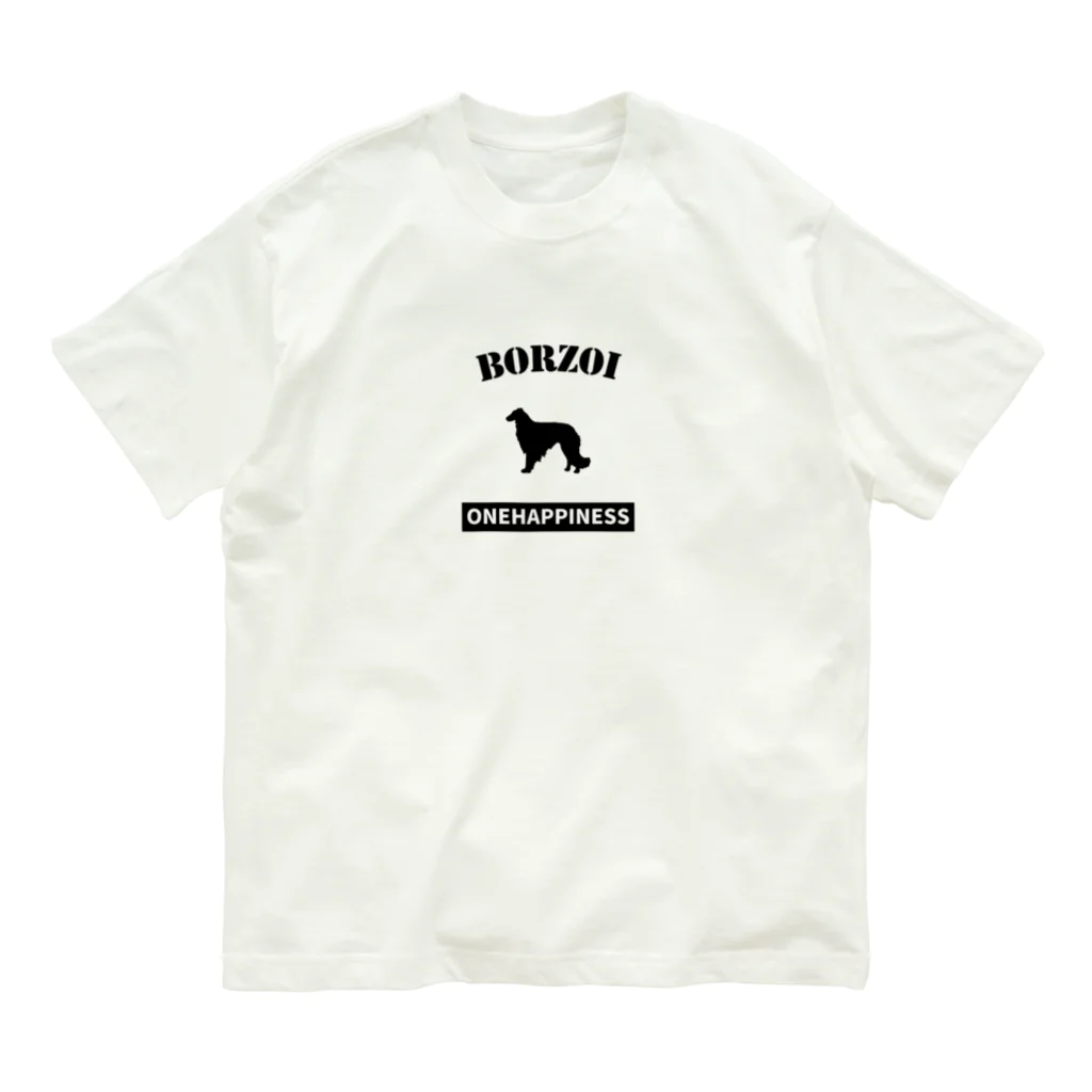 onehappinessのボルゾイ  ONEHAPPINESS オーガニックコットンTシャツ