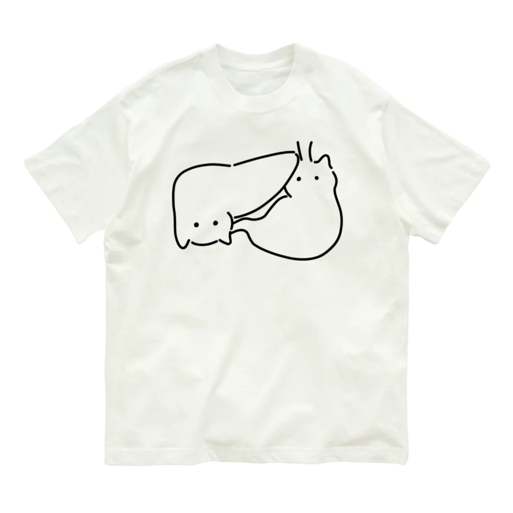 ねこやにわとりやの肝臓胃猫 Organic Cotton T-Shirt