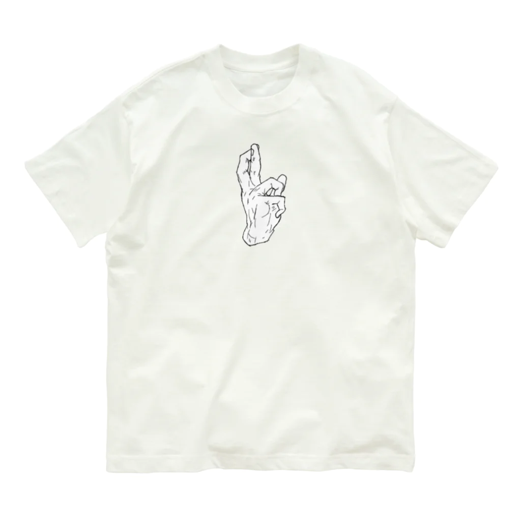 鈴屋の気まぐれ品の手描きの手 オーガニックコットンTシャツ