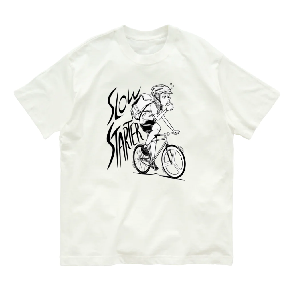 nidan-illustrationの"SLOW STARTER" オーガニックコットンTシャツ