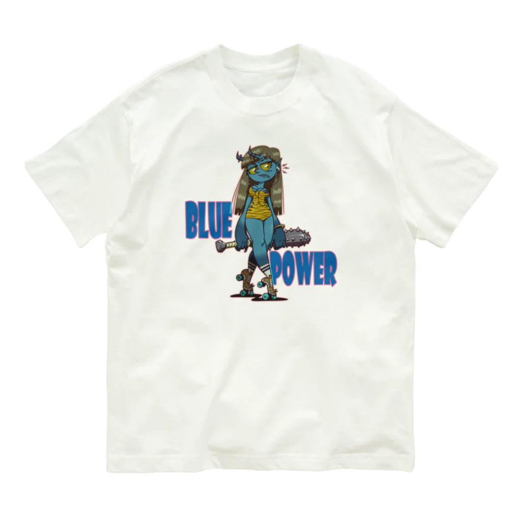 nidan-illustrationの“BLUE POWER” オーガニックコットンTシャツ