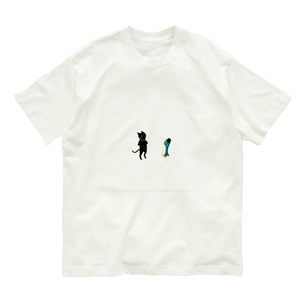 タケイチユウのクロネコとペンギン Organic Cotton T-Shirt