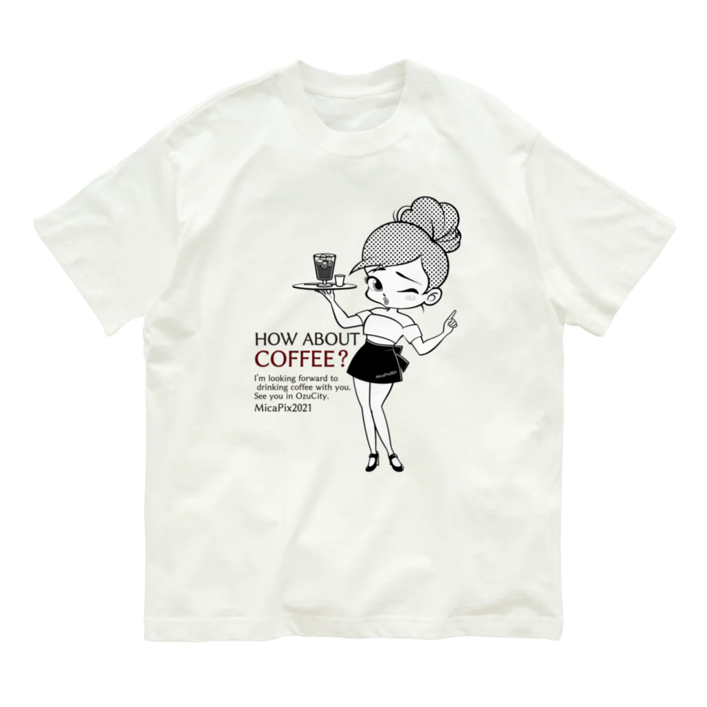 MicaPix/SUZURI店のCoffee&Girl 1st オーガニックコットンTシャツ