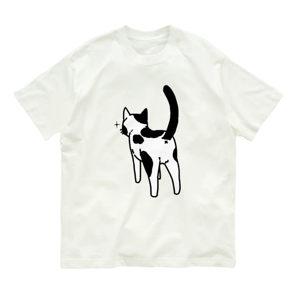 Riotoのねこけつ（ぶち猫） オーガニックコットンTシャツ