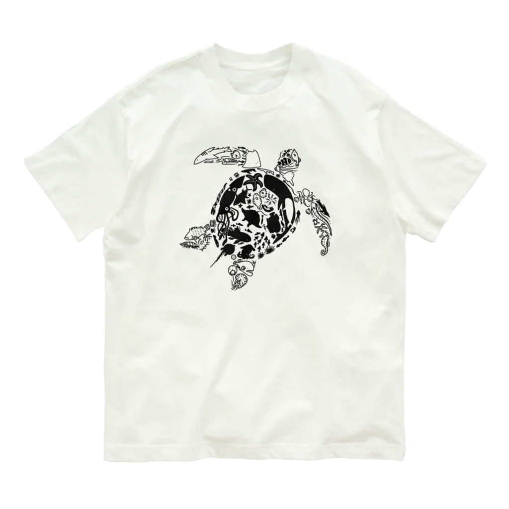 びりぃのうみがめ さかな（ブラック） Organic Cotton T-Shirt