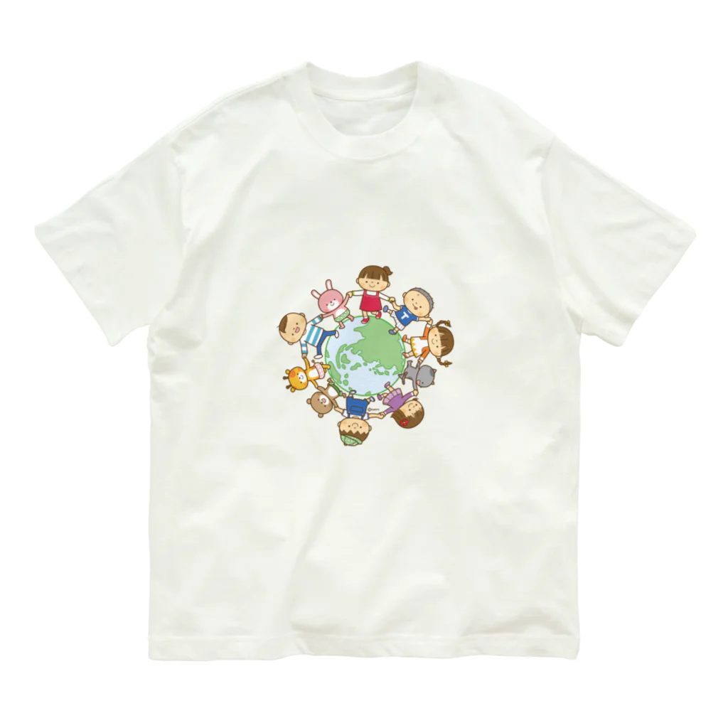 子供と動物のイラスト屋さん｜イラストグッズのお店のともだちの輪 オーガニックコットンTシャツ